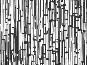 Abstract pattern of densely packed vertical black lines on a light background.