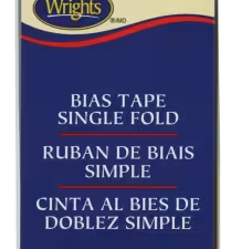 Wrights bias tape, single fold, blue label with cream top, length 4 yd (3.65 m).