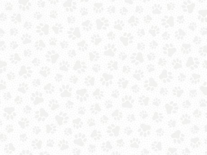 Decorative background pattern of light gray paw prints scattered across a white surface