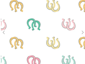 Decorative repeating pastel horseshoe pattern on a white background (no meaningful info)